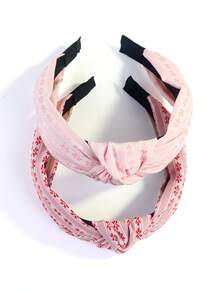 4件装女士花卉印花条纹格子休闲涤纶弹力打结发带，夏季 - 4pcs 條紋 - 查看 2