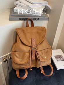 2025新款休闲大容量多功能旅行背包，时尚学生背包 - 棕色 - 查看 6