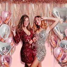 3pcs/Set 100*200cm Gold Tassel Ribbon, Shiny Metallic Texture Design, Suitable For Photography Studio Props, Birthday Party, Bridal Shower, Wedding Decoration, Backdrop, Party Decoration, Photo Booth Props - Rose Gold - View 4