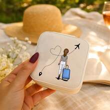 1个旅行地图首饰盒，便携式拉链首饰收纳盒，耳环盒，项链盒，首饰盒，首饰盒收纳盒，白色首饰盒 - 地圖 - 查看 4