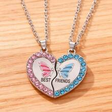 Best Friends Butterfly Pendant Necklace, BFF Friendship Necklace, Wholesale - Multicolor - View 3