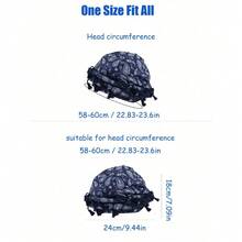 1pc Unisex Retro Tasseled Headband, Twisted Turban, Braided Beanie Halloween - Họa tiết Paisley màu xanh hải quân - Xem 2