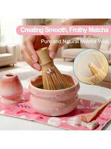 Matcha Set - 8-Piece Set, Including Matcha Brush, Measuring Spoon, Tea Utensils, Tea Bowl, And Stand. Pink Matcha Set, Perfect As A Gift For Lovers, Friends, Colleagues, Or Family, Suitable For Daily Use, Parties, Birthdays, Anniversaries, Mother's Day, Valentine's Day, And Easter (Pink). - Pink - View 7