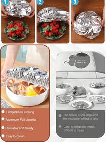 10/20片装隔热铝箔盖，可重复使用的铝箔食品盖，露营保温食品盖，可拉伸厨房保鲜隔热膜，适用于厨房和餐桌、野餐、碗碟、容器、露营和家庭使用 - 查看 4