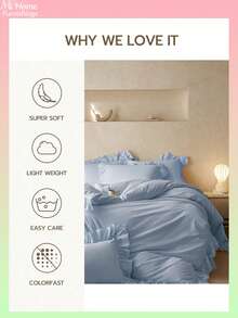 Bộ ga trải giường 3 món màu xanh nhạt họa tiết hoa mềm mại - 1 vỏ chăn & 2 vỏ gối, chất liệu mềm mại và thoải mái, nhiều màu sắc để lựa chọn, phù hợp cho ký túc xá, phòng ngủ, trang trí nhà cửa đơn giản và thời trang, có thể giặt máy, không kèm ruột chăn. - Màu xanh nhạt - Xem 6