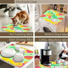 1pc Mint Green Leaf Pattern Absorbent Non-Slip Kitchen Counter Drying Mat, Heat Resistant Coffee Bar Decor - The Language Of Mint Green Leaves - View 9