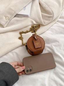 Mini Bag,Fashionable Women's Mini Round Coin Purse With Key Ring And Shoulder Strap For Mom & Kids,Cross Body Bag Women,Cross Body Bag Women,Purse Wallet,Small Bag,Bags Cross Body Bag - Brown - View 5