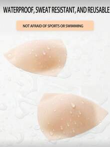 2片装法式三角乳贴，超薄可水洗隐形无缝硅胶乳贴 - 杏色 - 查看 2