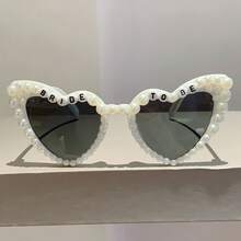 1 Pair Of Women's Oversized Heart-Shaped Fashion Glasses With Faux Decoration And "Bride-To-Be" Inscription - Wedding Party Bridal Shower Accessories, "Just Married" Gift, Wedding Accessories,  Bead Details - CÔ DÂU TƯƠNG LAI - Xem 8