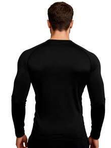 Men's Thermal Shirt For Autumn And Winter With Fleece Lining, Long-Sleeved Fleece Base Shirt - màu đen - Xem 4