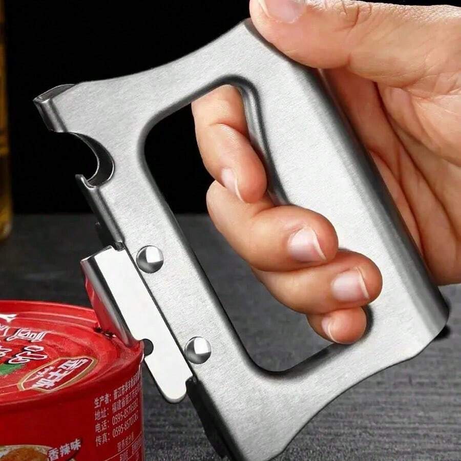 New Stainless Steel Portable Bottle Cap Opener, Kitchen Tool, Handy Can Opener, Emergency Bottle Opener, Party Accessory - Silver - View 1
