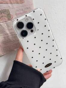 Minimalist Polka Dot English Design Shockproof Phone Case Compatible With IPhone 16 Pro Max/15/14 PLUS/13/12/11/12pro/13promax/14plus/15pro/XR 17 17Air 17promax, Minimalist Shockproof Phone Case, Full Body Protection Anti-Shock Hard Shell, Gift For Men And Women - Multicolor - View 1