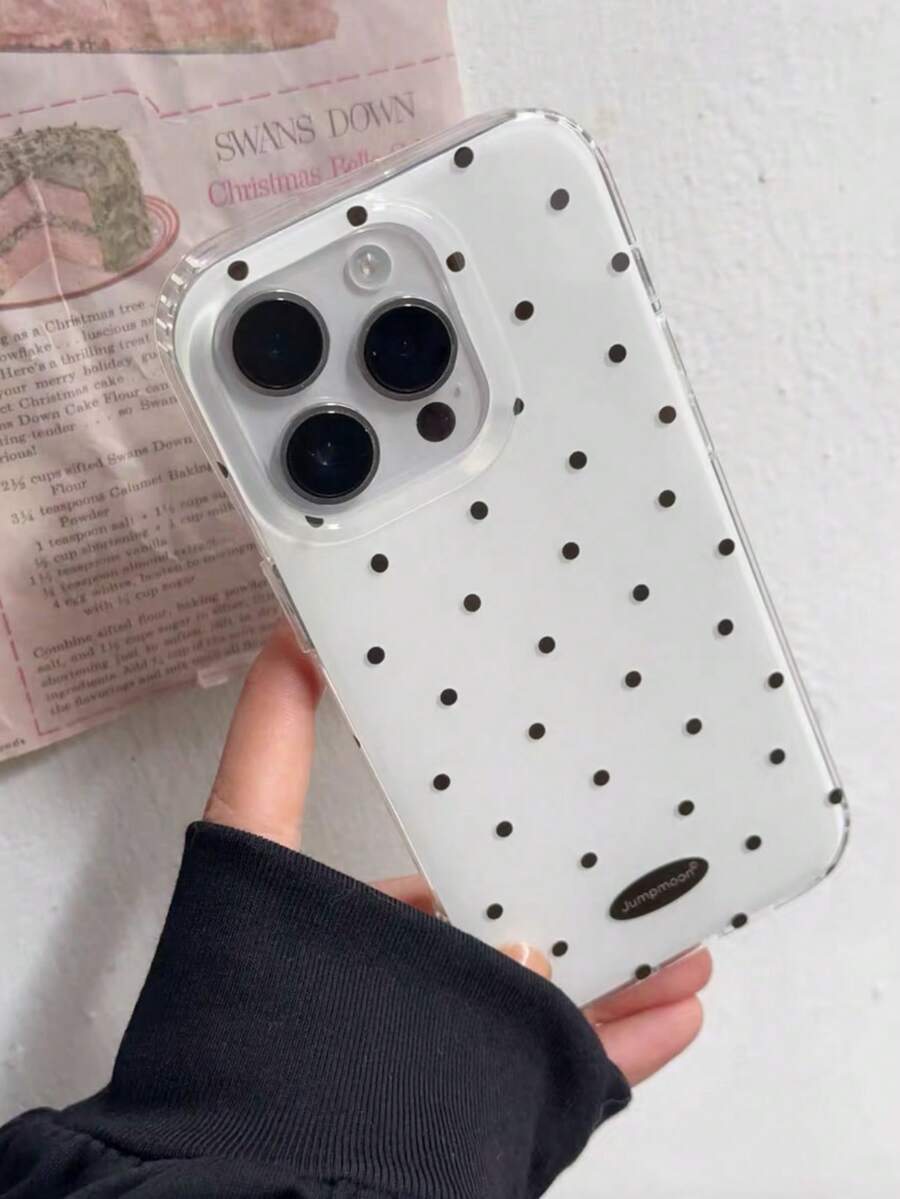 Minimalist Polka Dot English Design Shockproof Phone Case Compatible With IPhone 16 Pro Max/15/14 PLUS/13/12/11/12pro/13promax/14plus/15pro/XR 17 17Air 17promax, Minimalist Shockproof Phone Case, Full Body Protection Anti-Shock Hard Shell, Gift For Men And Women - Multicolor - View 1