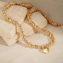 1pc Elegant Fashion Asymmetrical CCB Geometric Heart Pendant Necklace, Suitable For Women's Daily Wear, Various Holidays, Mother's Day Gift, Socializing, Parties, Activities, Beach, Vacation Jewelry - Multicolor - View 9