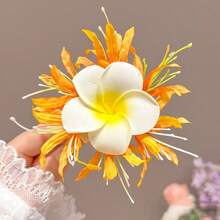 1pc/4pcs Spring & Summer New Faux Plumeria Hair Clips, Beach Vacation Style Side Bangs Duck Clip Hair Accessories - Multicolor - View 12