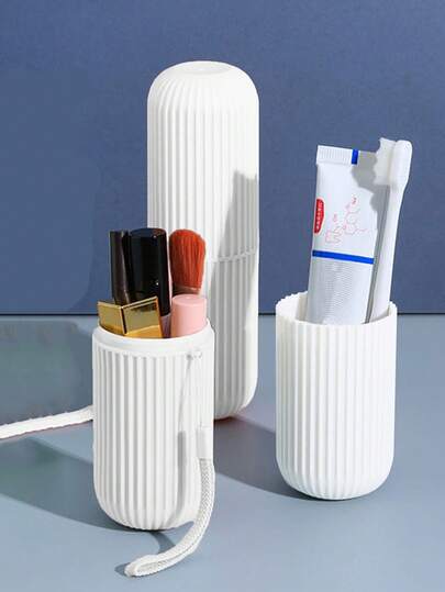 1pc Multi-Function Toothbrush Holder, Portable Travel Toothbrush Storage Box, Toothbrush & Toothpaste Cup, Bathroom Rinse Cup Set, Makeup Brush Storage Box, Bathroom Accessories Set