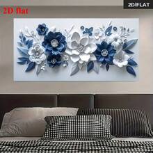Tranh phẳng 2D, 1 bức tranh trang trí hoa văn tối giản hiện đại màu xanh dương và trắng, có thể tái sử dụng - Món quà hoàn hảo cho bạn bè và gia đình, tranh nghệ thuật trừu tượng hình chữ nhật trang trí phòng, decal dán tường, phù hợp cho nhà cửa, văn phòng, quán cà phê, tranh phẳng 2D, trang trí văn phòng, thiết kế tối giản, poster bền, in chất lượng cao, poster trang trí. - A - Xem 3