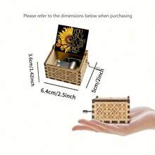 手摇木质音乐盒 - “你是我的阳光”向日葵蝴蝶图案，无需电池，完美的励志礼物 - 復古向日葵音樂盒 - 查看 4