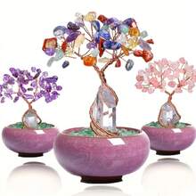 Árvore de Cristal com Cristais, Ametista, Quartzo Rosa, Funcional para Limpeza Energética, Alívio do Estresse, Meditação, Adequada como Decoração Espiritual para o Lar e Presente para o Natal, Dia dos Namorados - multicolorido - Visão 3