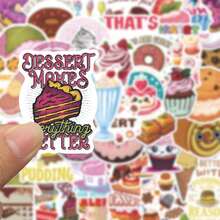 50pcs Stickers Featuring Cartoon Dessert Doodles - Waterproof Vinyl, Suitable For Laptops, Water Bottles, Notebooks, Suitcases, Etc. - Cute Cartoon DIY Scrapbook Gift Scrapbook Supplies Stationery Funny Stickers Kindle - A - View 3