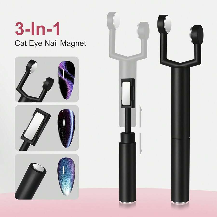 Herramienta magnética en forma de Y para arte de uñas, diseño de estilo coreano/japonés, utilizada para esmalte de uñas con efecto de ojo de gato - Atracción magnética fuerte, inodoro, fácil efecto de ojo de gato, accesorio imprescindible para el arte de uñas - Multicolor - Ver 1