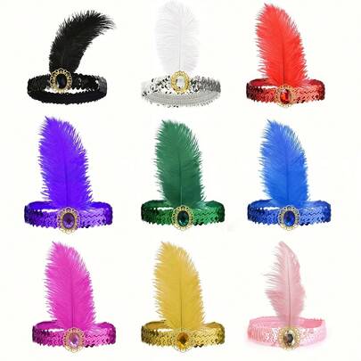 1PC Women's 1920s Great Gatsby Artificial Feather Headband Wedding Party Afternoon Tea Carnival Costumes Mother's Day Dance Halloween Decorations Gifts