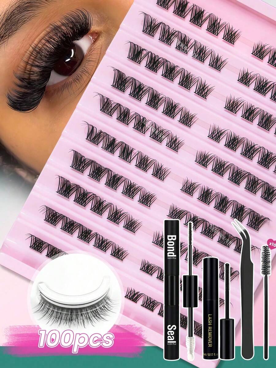 Individual Cluster Lashes D Curl For DIY Lash Extension, Natural Wispy Volume Lash Clusters, Soft Lightweight Long Lasting False Eyelashes - Multicolor - View 1