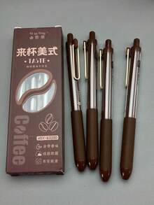 4pcs High-Quality Retractable Exam Marking Pens For Students, Smooth Writing, Quick-Drying, Coffee Scented Ballpoint Pens - Americano Coffee Ballpoint Pen - View 7