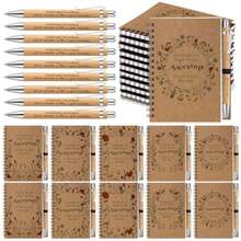 Sayglossy 10 Sets Christian Gifts Bulk for Women 5 Styles Mini Christian Notebooks and Pens Bible Verse Spiral Notebook with Pen Holder Retractable Bamboo Pens for Women Church Sunday School - 10 - Ver 8