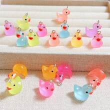 20pcs Random Assorted 3D Glow-In-The-Dark Duckling Resin Pendant, Suitable For Handmade Jewelry Making, Earrings, Necklaces, Bracelets, Bag Charms, Couple Gifts, Resin Craft Supplies - 20 Mixed Packs Of Glow-in-the-dark Ducks - View 5