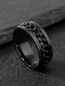 8mm Stainless Steel Rotatable Fidget Ring, Unisex Anxiety Relief Spinner Ring, Jewelry Wholesale - Rotating Ring - View 3