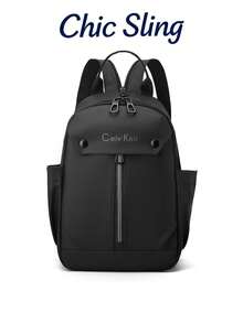 SHILAN 1pc Adjustable Strap Zipper Closure Letter Print Casual Shoulder Chest Bag/Waist Pack, Lightweight Waterproof Nylon Multi-Compartment Fanny Pack For Men, Suitable For Daily, Sports, Travel, Street Wear - Peach Tree, Camping, Pouch For Phones - Multicolor - View 8