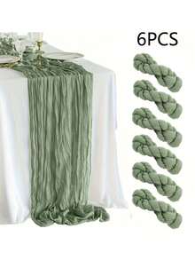 6er Pack leicht grüner Käse Tischläufer 10ft Gaze Käsetuch Tischläufer 35x120cm Krepp Stoff für Weihnachtsparty, Dekorative Dusche, Sommerhochzeit, Bankett, Heim-Dekoration - Olivgrün - Übersicht 10