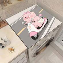 1pc Cute Pig Windblown Design Silica Gel Non-Slip Mat, Suitable For Washing Machine, Dryer, Coffee Maker, Kitchen Counter, Multi-Purpose Household Pad - US Dollar Piggy Dream - View 1