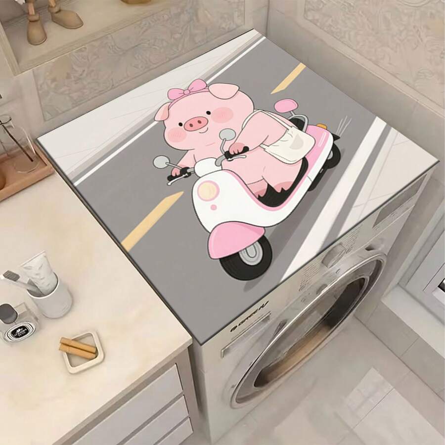 1pc Cute Pig Windblown Design Silica Gel Non-Slip Mat, Suitable For Washing Machine, Dryer, Coffee Maker, Kitchen Counter, Multi-Purpose Household Pad - US Dollar Piggy Dream - View 1