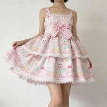 فستان كامي بتصميم أرنب وردي لطيف على طراز لوليتا، مناسب لحفلات العطلات، الأداء والأعياد بما في ذلك عيد الحب، الاستخدام اليومي العادي، حفلات الهالوين، فستان حفلة الربيع - متعدد الألوان - مشاهدة 2