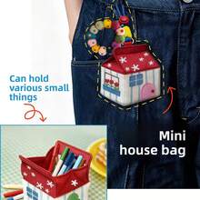 2026 Christmas Gift New Red House Earphone Case, Key Pouch, Wallet Charm, Highly Attractive Car Decoration, Creative Gift - Multicolor - View 5