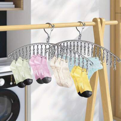 Rastrelliera di asciugatura in acciaio inossidabile a 10 molletta, design robusto e resistente alla ruggine, ideale per appendere calzini, reggiseni, biancheria intima e guanti, con ganci multifunzione, soluzione di asciugatura salvaspazio, ottimo regalo per Pasqua o la Festa della Mamma