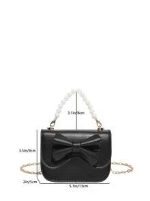 2026 Spring New Arrival Sweet Bowknot Pearl Handbag, Women's Shoulder Bag & Crossbody Bag - Black - View 5