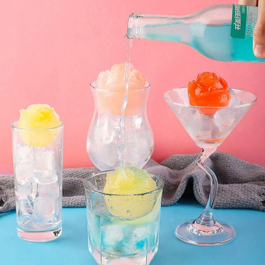 Khuôn làm đá hình hoa hồng 3 chiếc, khay làm đá bằng silicon, đá viên lớn dễ lấy ra, dùng cho cocktail, đồ uống, rượu whisky, rượu bourbon và nước ép tự làm. - Xem 1