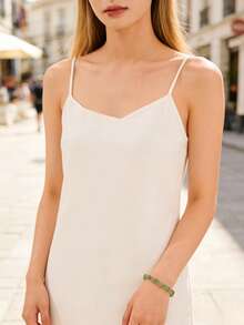 1pc Fashionable Delicate Bohemian Bamboo Beaded Bracelet, Elastic Bangle Wristband, Suitable For Casual Daily Wear - Multicolor - View 5