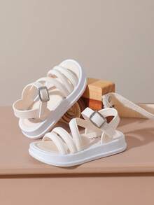 New Green Girls' Fashion Open Toe Princess Shoes, Soft Bottom, Wear-Resistant, Fresh Style, Lightweight Breathable Non-Slip Thick Sole Girls Sandals - Champagne - View 4