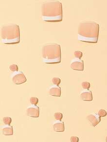 24pcs White French Nail Stickers, Simple & Elegant, Nail File & 1pc Gel Nail Included - Multicolor - View 3