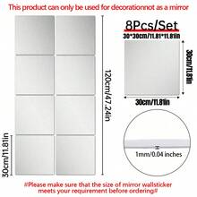 4/8pcs Square Decorative Mirror Wall Stickers, 3D Mirror Tile Wall Stickers, DIY Wall Decor, 1mm Ultra-Thin Acrylic Mirror Stickers, Wall Stickers, Vinyl Stickers, Home Decor, Spring Decor, Home Renovation - Square - View 16