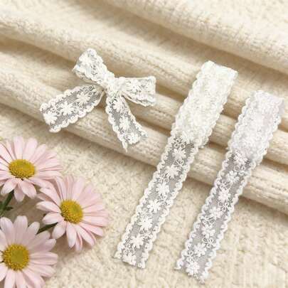 2 Yardas/5 Yardas Cinta de encaje floral bordado de 2 cm de ancho, tela de encaje decorativa para coser ropa, decoración de bodas y fiestas, envoltura de regalos y manualidades