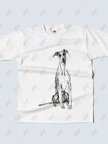 Whippet Dog Heavyweight Unisex T-Shirt - 白色 - 查看 2