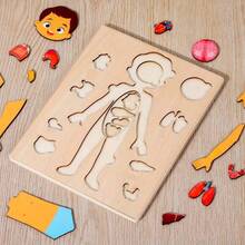 1 pieza Rompecabezas de aprendizaje y cognición de la estructura corporal para niños, juguete interactivo madre-hijo de madera - Multicolor - Ver 10