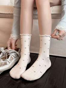 4 Paar Frühlings-/Sommersocken im minimalistischen Blümchen-Muster, vielseitig einsetzbar, knöchelhoch, Mesh Blümchen-Kniestrümpfe - Verschiedenfarbig - Übersicht 5