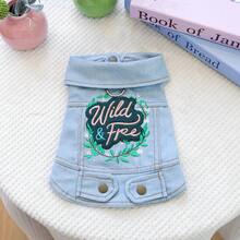1pc Pet Clothes, Dog/Cat Jacket Coat, Durable Wear-Resistant Outfit For Small Dogs - Wild Jacket - Blue - View 11