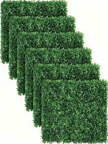 4/6片人造植物墙叶篱笆，草坪垫绿色面板围栏，家居装饰仿真植物，园艺模拟草坪。9.84x9.84英寸塑料围栏，室内外隐私围栏装饰墙，仿绿色背景，无需电源。 - 草坪 - 查看 13
